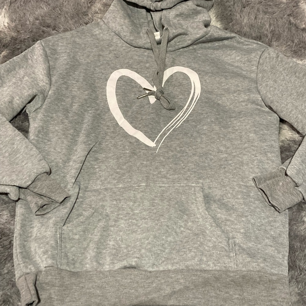 Gray Hoodie with Heart Design